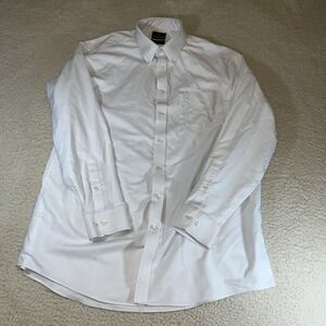 Stafford Travel Wrinkle Free Oxford Button Down Shirt 18 36/37 White